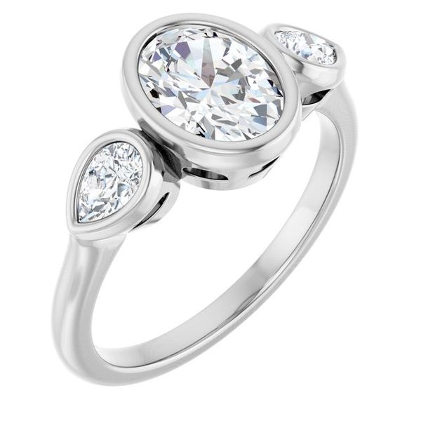 Bezel-Set Three-Stone Engagement Ring