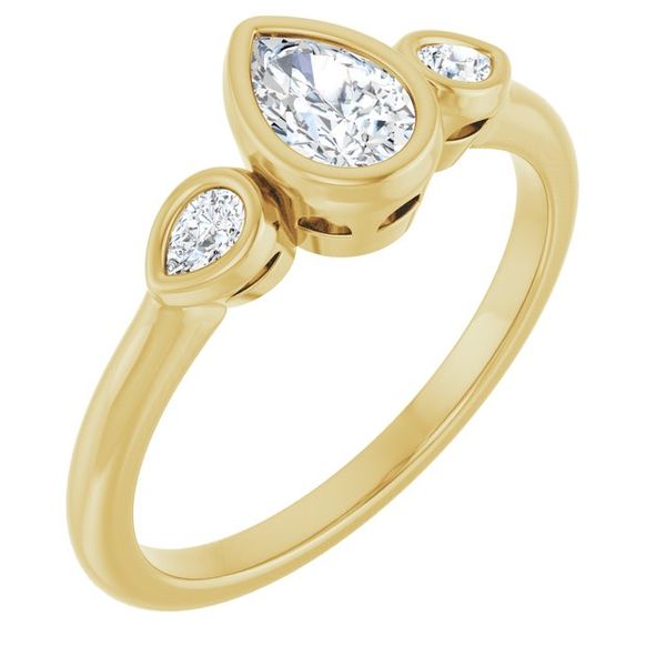 Bezel-Set Three-Stone Engagement Ring