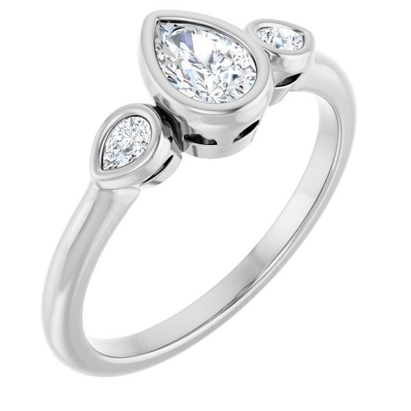 Bezel-Set Three-Stone Engagement Ring