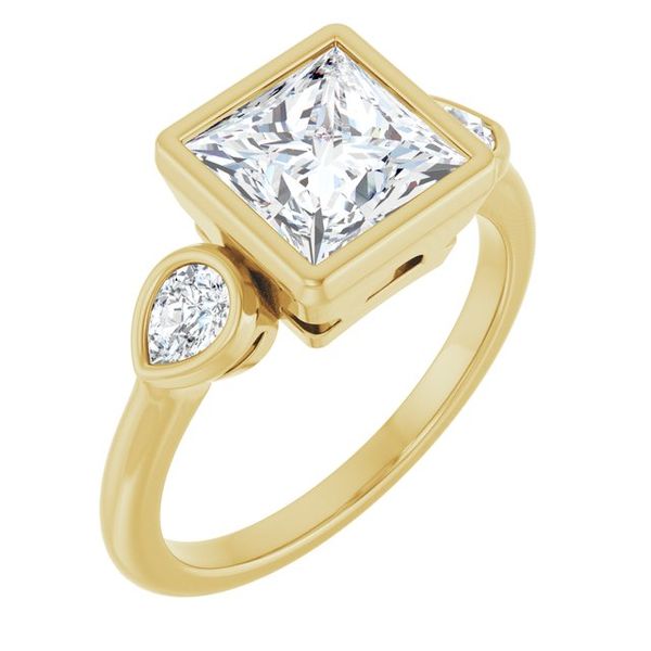 Bezel-Set Three-Stone Engagement Ring