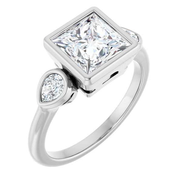 Bezel-Set Three-Stone Engagement Ring