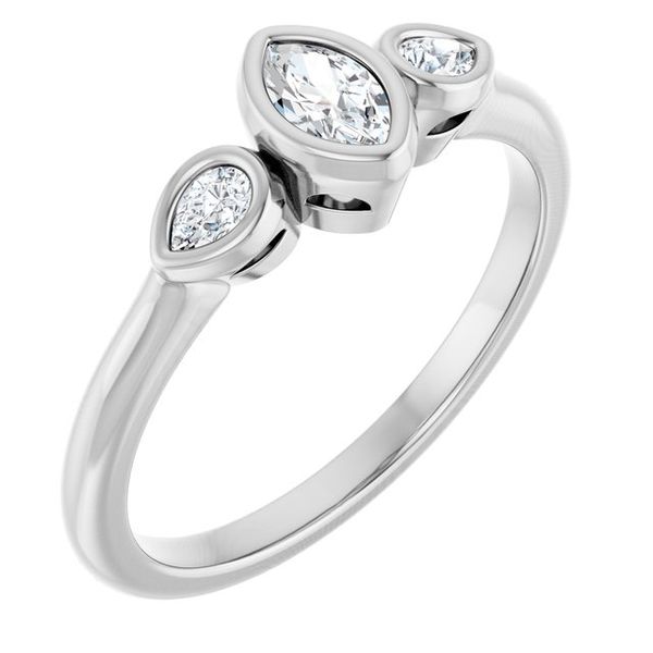 Bezel-Set Three-Stone Engagement Ring