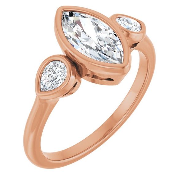 Bezel-Set Three-Stone Engagement Ring
