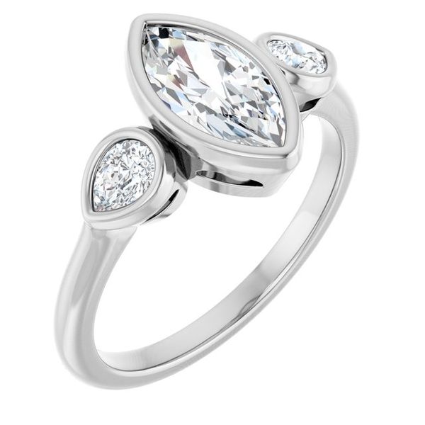 Bezel-Set Three-Stone Engagement Ring