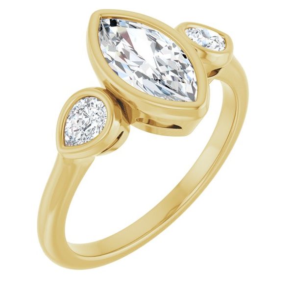 Bezel-Set Three-Stone Engagement Ring