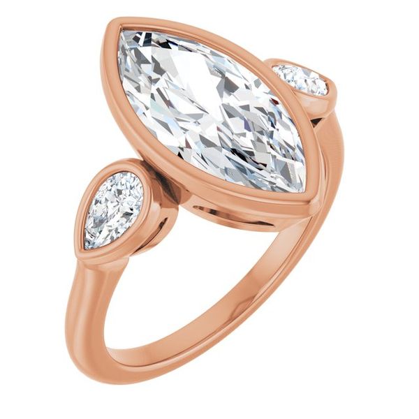 Bezel-Set Three-Stone Engagement Ring