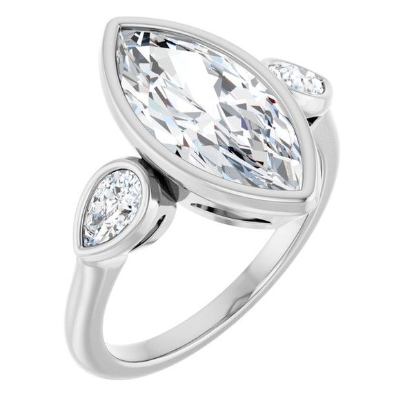 Bezel-Set Three-Stone Engagement Ring