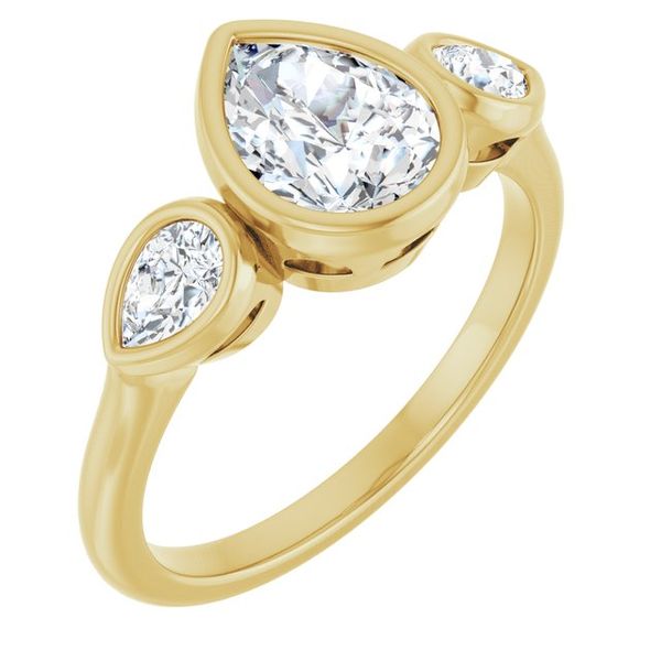 Bezel-Set Three-Stone Engagement Ring