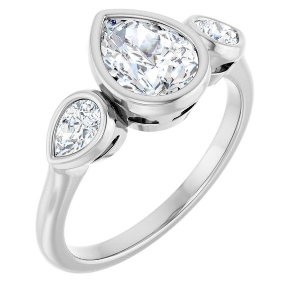 Bezel-Set Three-Stone Engagement Ring