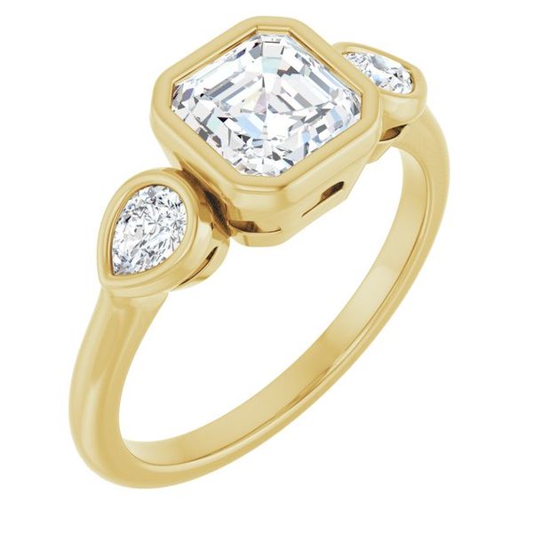 Bezel-Set Three-Stone Engagement Ring