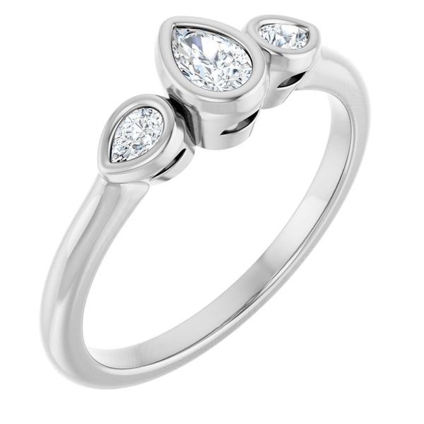 Bezel-Set Three-Stone Engagement Ring