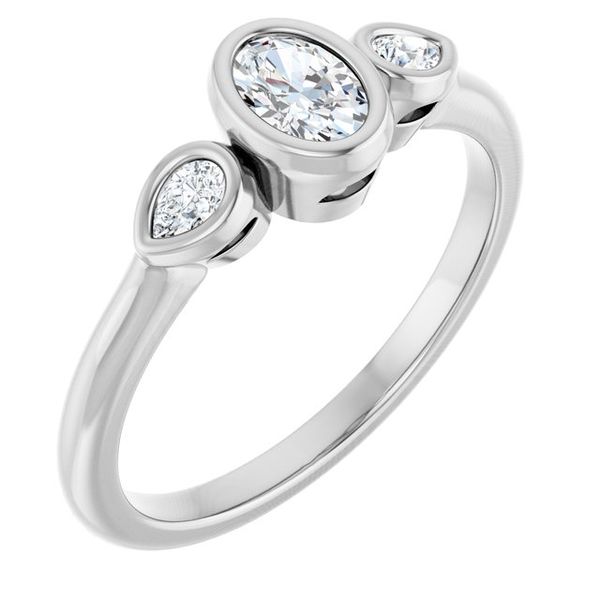 Bezel-Set Three-Stone Engagement Ring