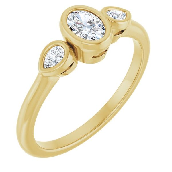 Bezel-Set Three-Stone Engagement Ring