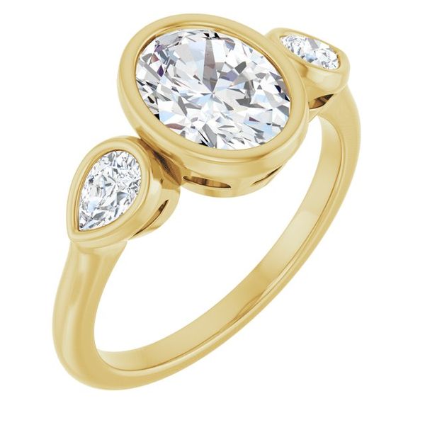 Bezel-Set Three-Stone Engagement Ring