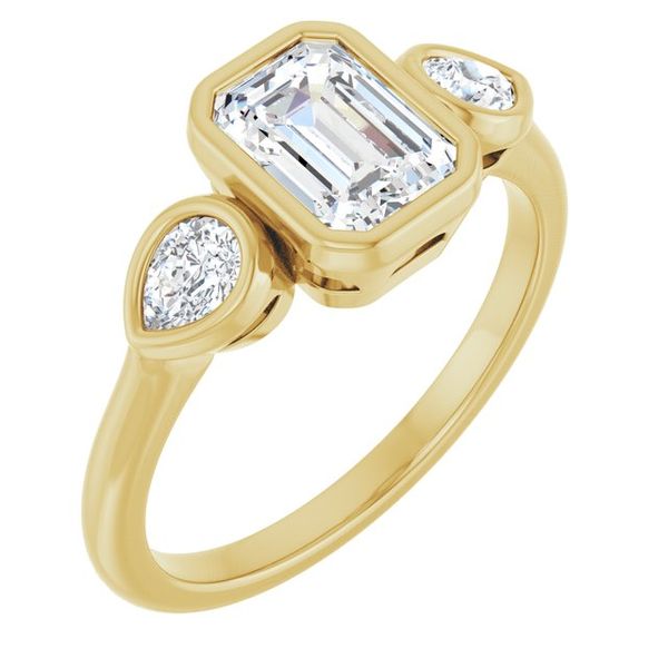 Bezel-Set Three-Stone Engagement Ring