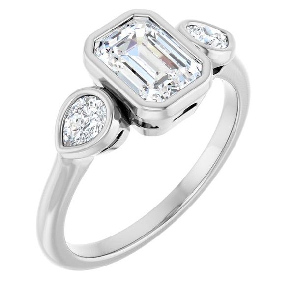 Bezel-Set Three-Stone Engagement Ring