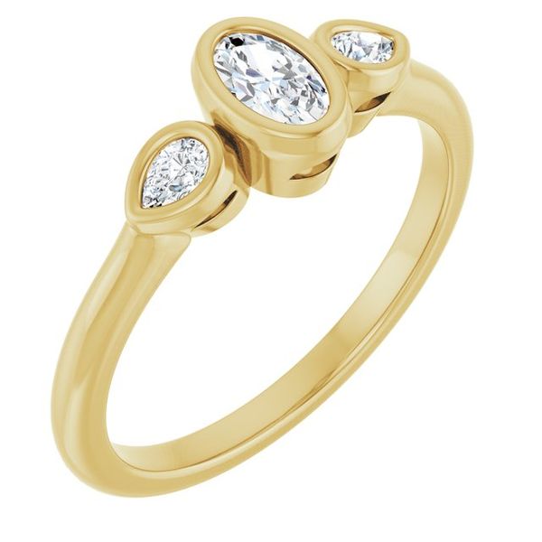 Bezel-Set Three-Stone Engagement Ring