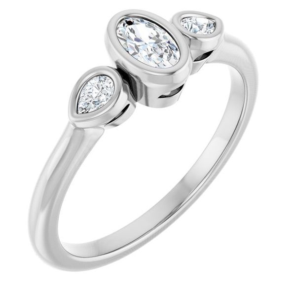 Bezel-Set Three-Stone Engagement Ring