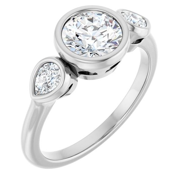 Bezel-Set Three-Stone Engagement Ring