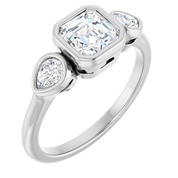 Bezel-Set Three-Stone Engagement Ring