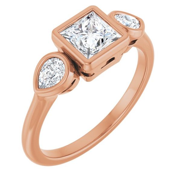 Bezel-Set Three-Stone Engagement Ring