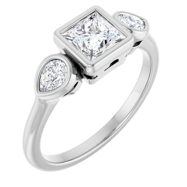 Bezel-Set Three-Stone Engagement Ring