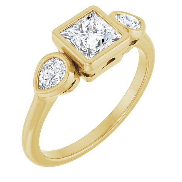 Bezel-Set Three-Stone Engagement Ring