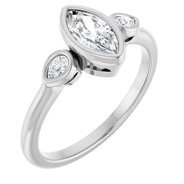 Bezel-Set Three-Stone Engagement Ring