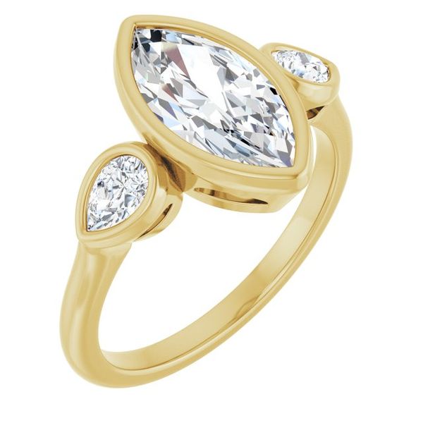 Bezel-Set Three-Stone Engagement Ring
