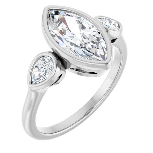 Bezel-Set Three-Stone Engagement Ring