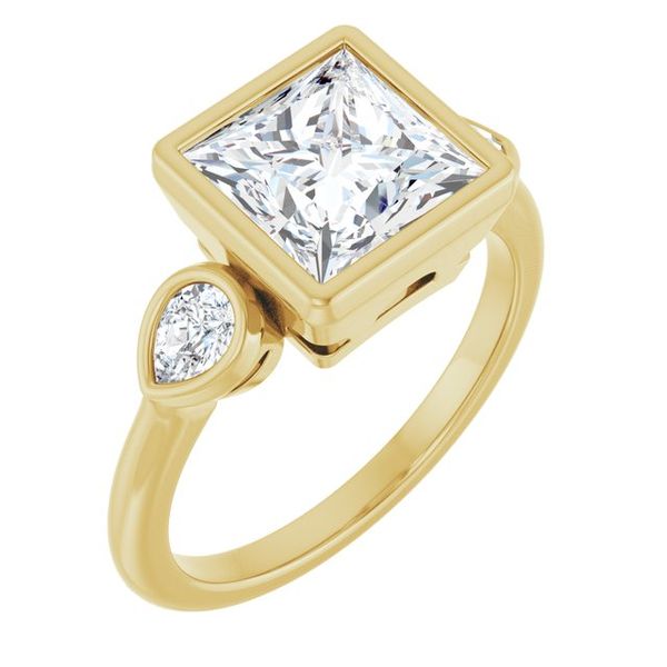 Bezel-Set Three-Stone Engagement Ring