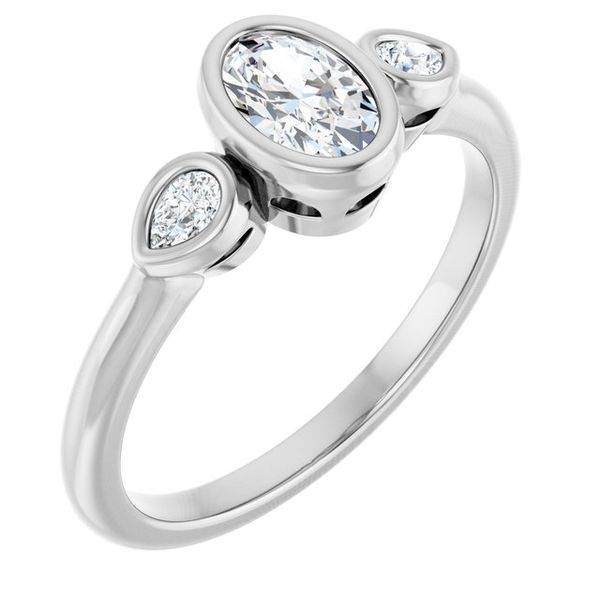 Bezel-Set Three-Stone Engagement Ring