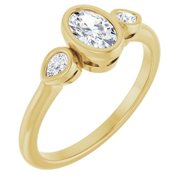 Bezel-Set Three-Stone Engagement Ring