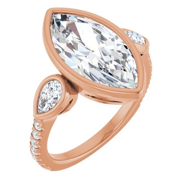 Bezel-Set Three-Stone Engagement Ring