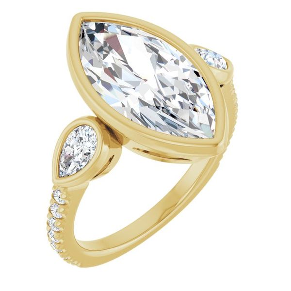 Bezel-Set Three-Stone Engagement Ring