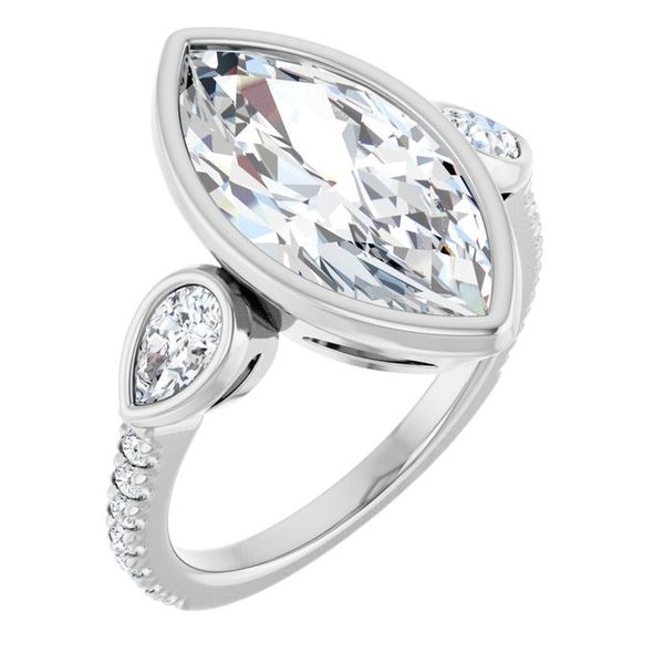 Bezel-Set Three-Stone Engagement Ring
