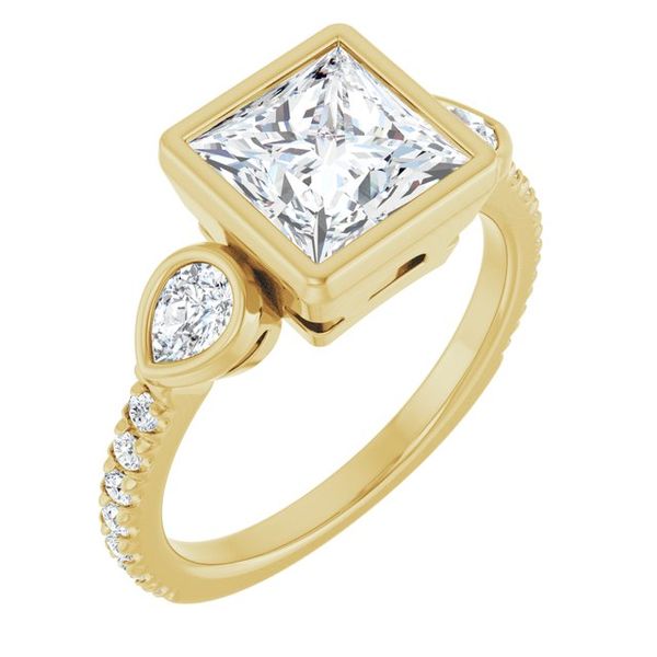 Bezel-Set Three-Stone Engagement Ring