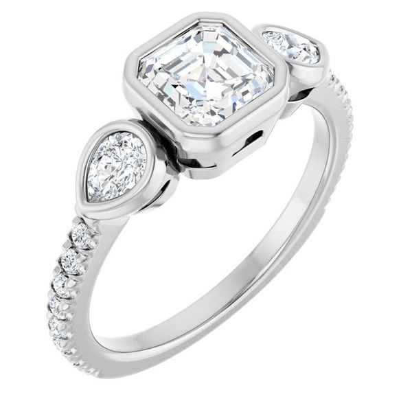 Bezel-Set Three-Stone Engagement Ring