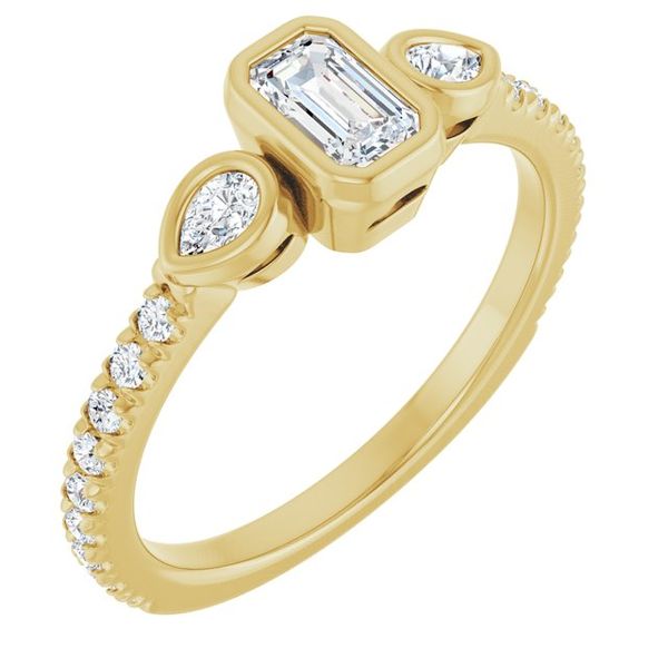Bezel-Set Three-Stone Engagement Ring