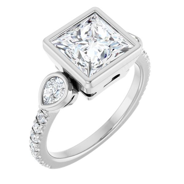 Bezel-Set Three-Stone Engagement Ring
