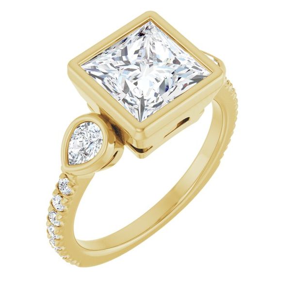 Bezel-Set Three-Stone Engagement Ring
