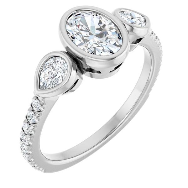 Bezel-Set Three-Stone Engagement Ring