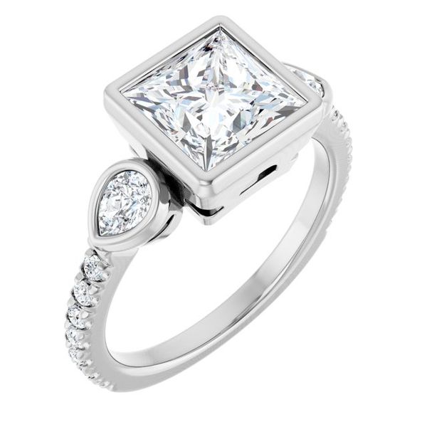 Bezel-Set Three-Stone Engagement Ring