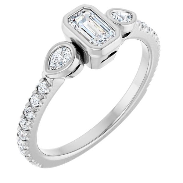 Bezel-Set Three-Stone Engagement Ring