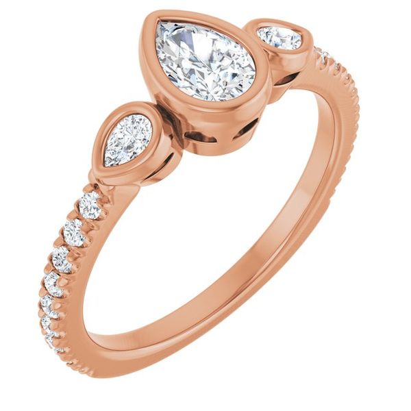 Bezel-Set Three-Stone Engagement Ring