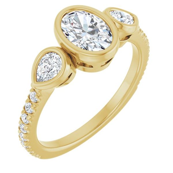 Bezel-Set Three-Stone Engagement Ring