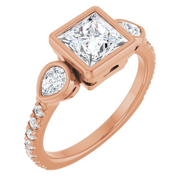 Bezel-Set Three-Stone Engagement Ring