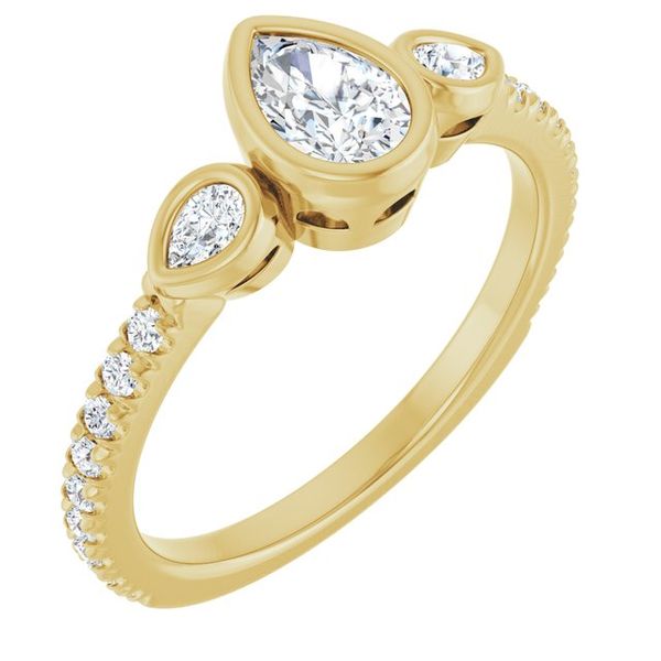Bezel-Set Three-Stone Engagement Ring