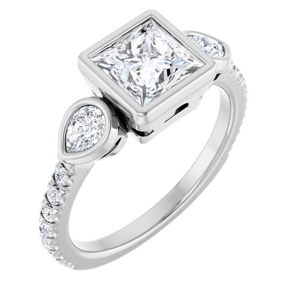 Bezel-Set Three-Stone Engagement Ring