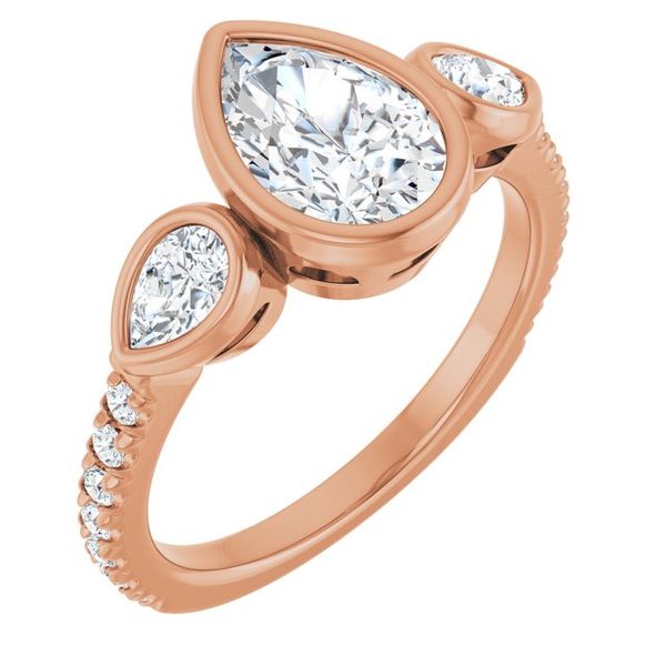 Bezel-Set Three-Stone Engagement Ring